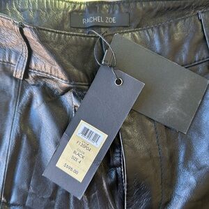 Rachel Zoe leather shorts with twill stripe side